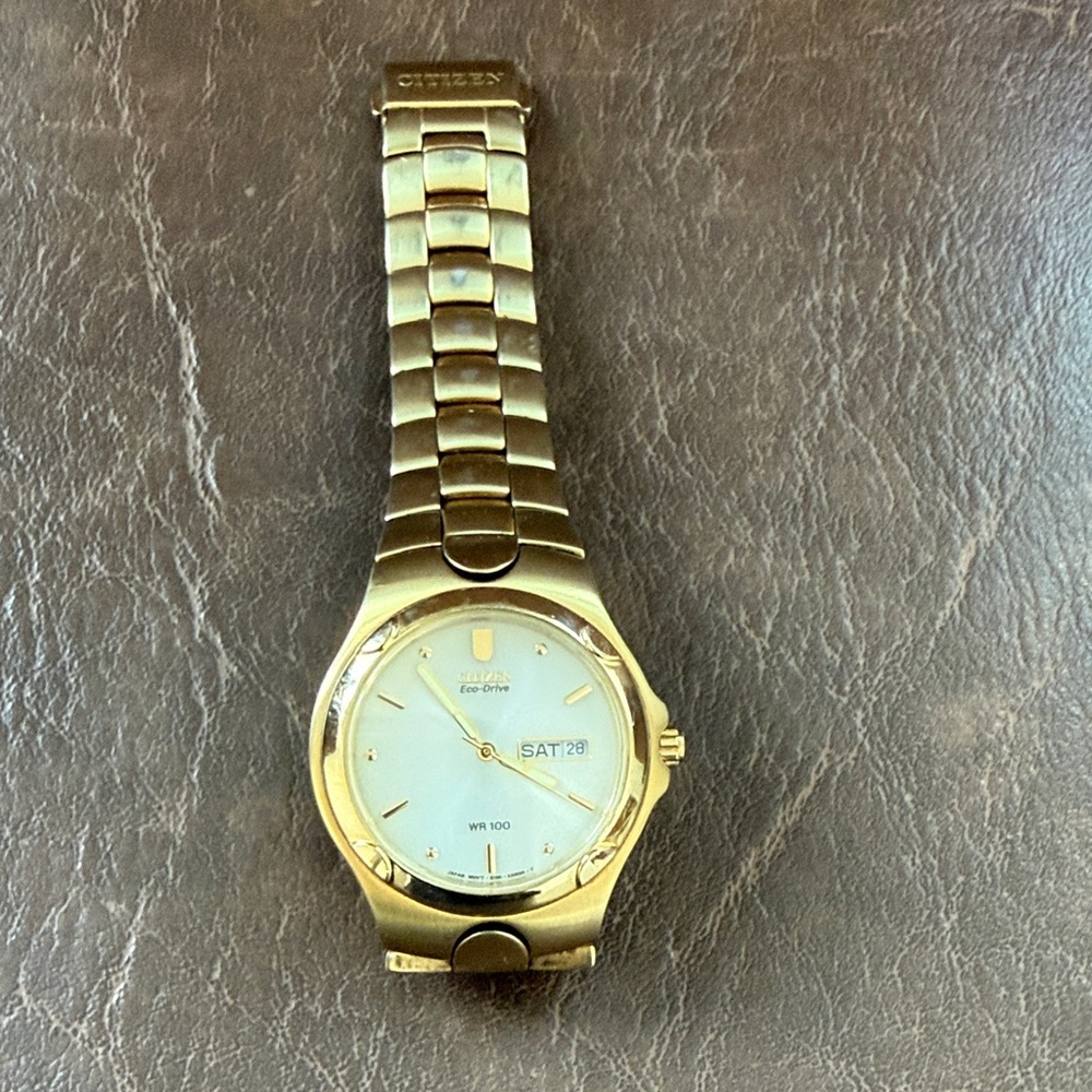 Citizen Eco-Drive Gold Watch with White Dial